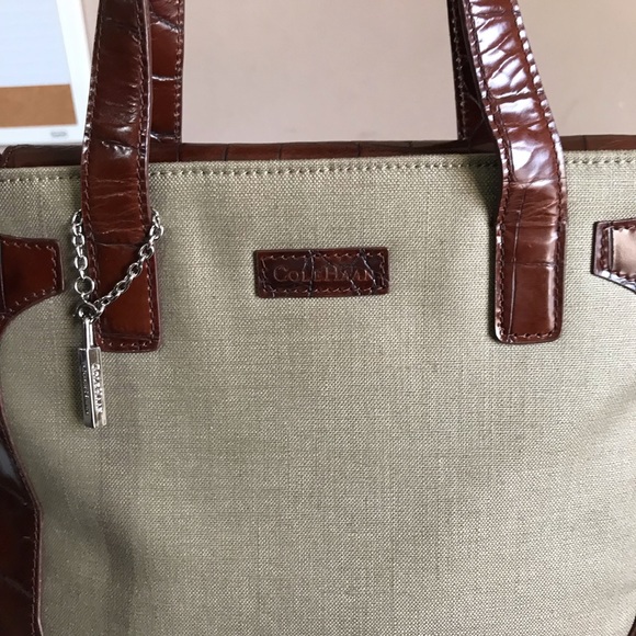 SOLD Cole Haan Canva Brown Croc Leather Shoulder - Picture 4 of 8